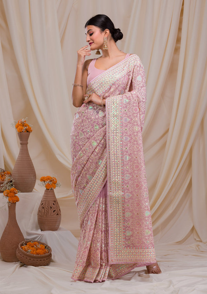 Lavender Gotapatti Georgette Saree-Koskii