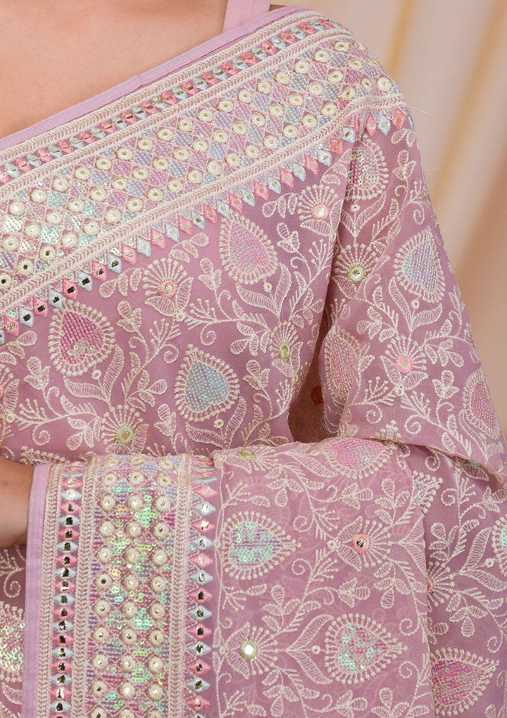 Lavender Gotapatti Georgette Saree-Koskii