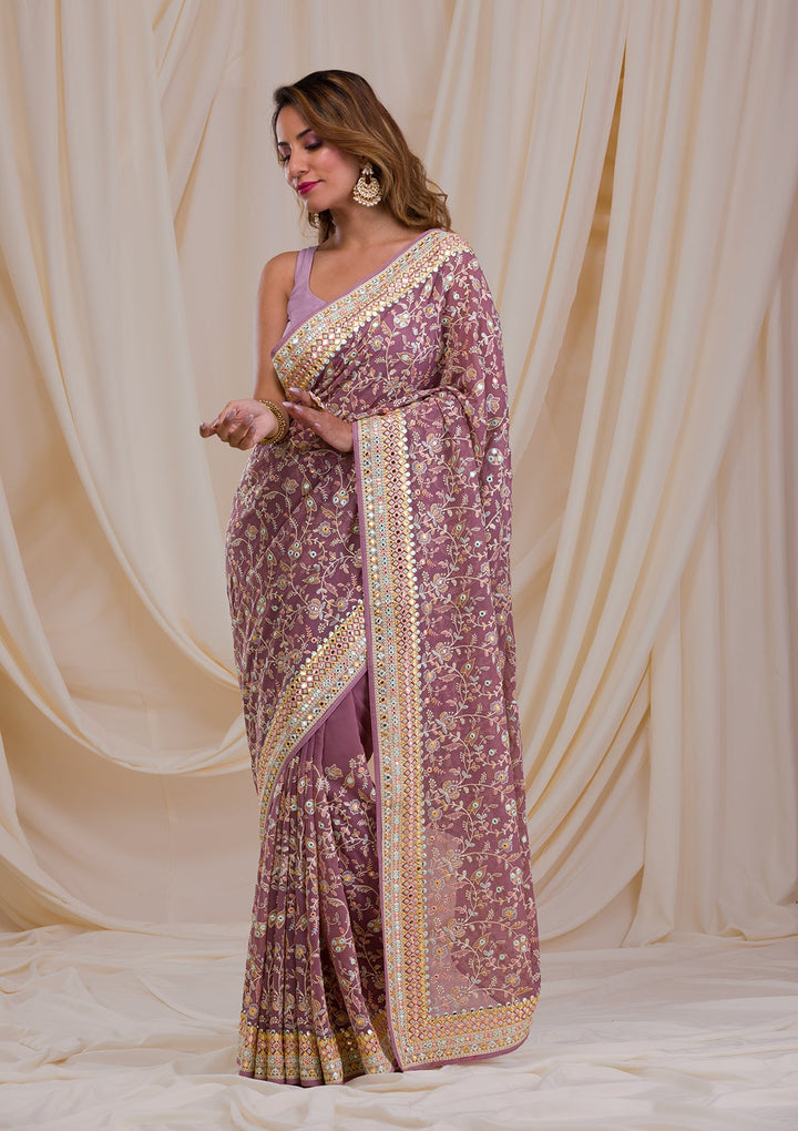 Lavender Gotapatti Georgette Saree-Koskii