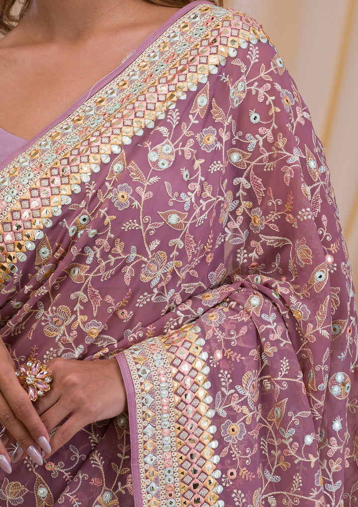 Lavender Gotapatti Georgette Saree-Koskii