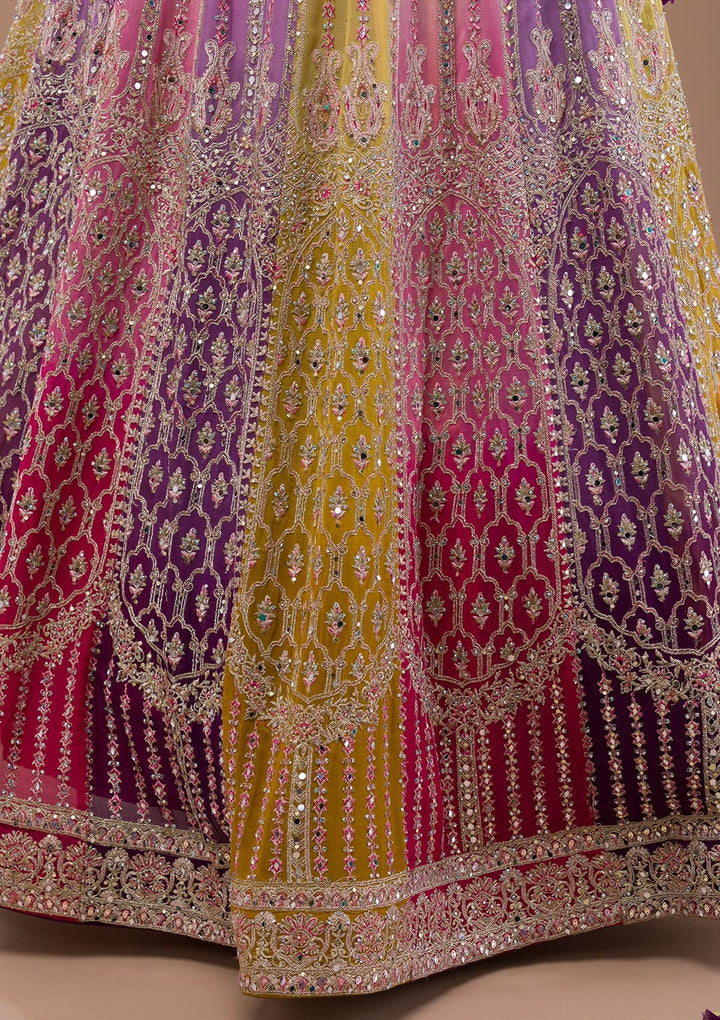 Lavender Mirrorwork Georgette Readymade Lehenga-Koskii