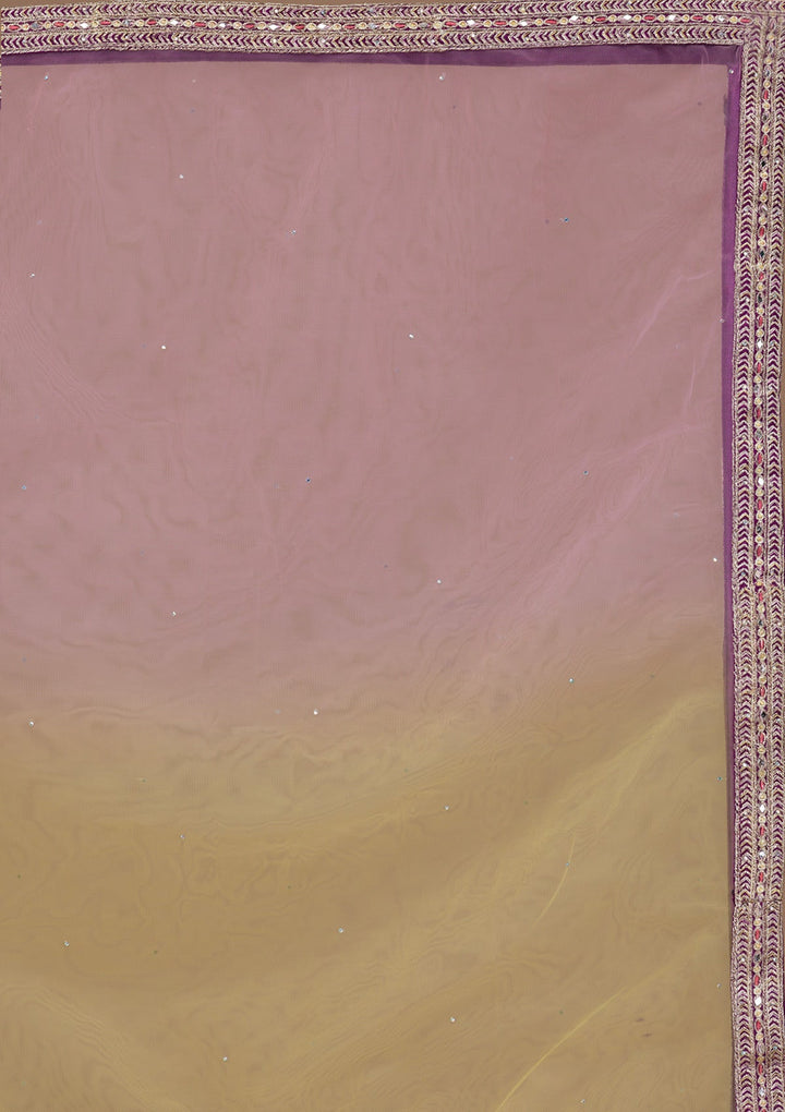 Lavender Mirrorwork Georgette Readymade Lehenga-Koskii