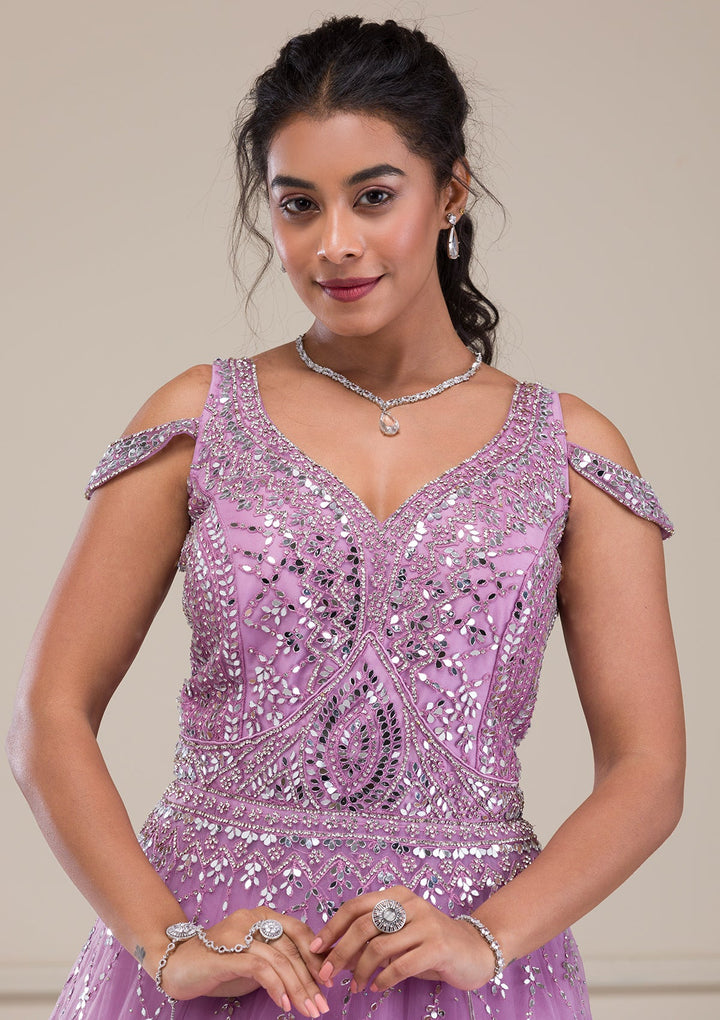 Lavender Mirrorwork Net Gown-Koskii