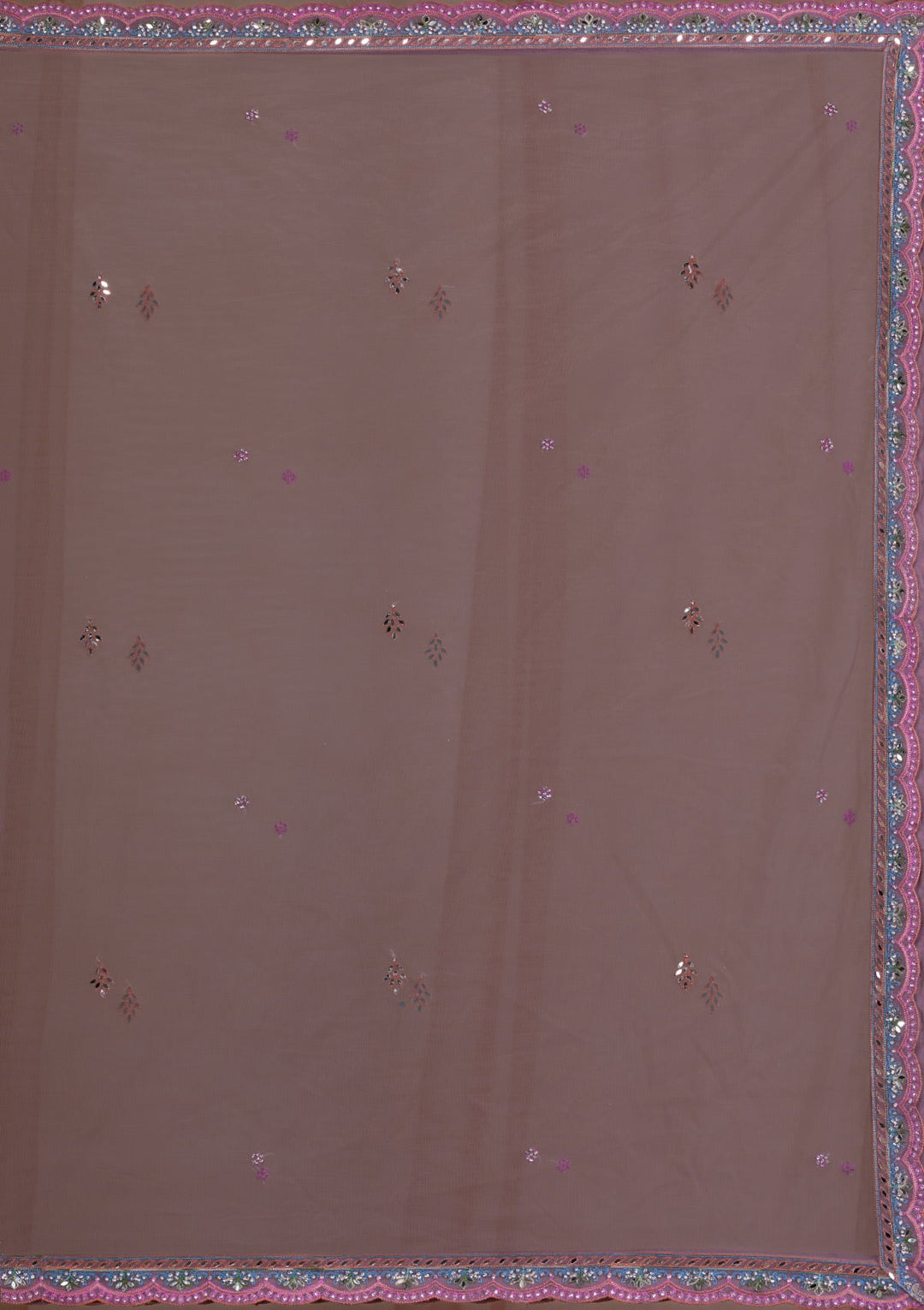 Lavender Mirrorwork Net Readymade Lehenga-Koskii