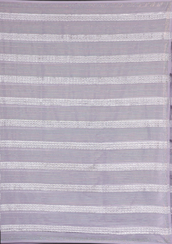 Lavender Mirrorwork Shimmer Georgette Saree-Koskii