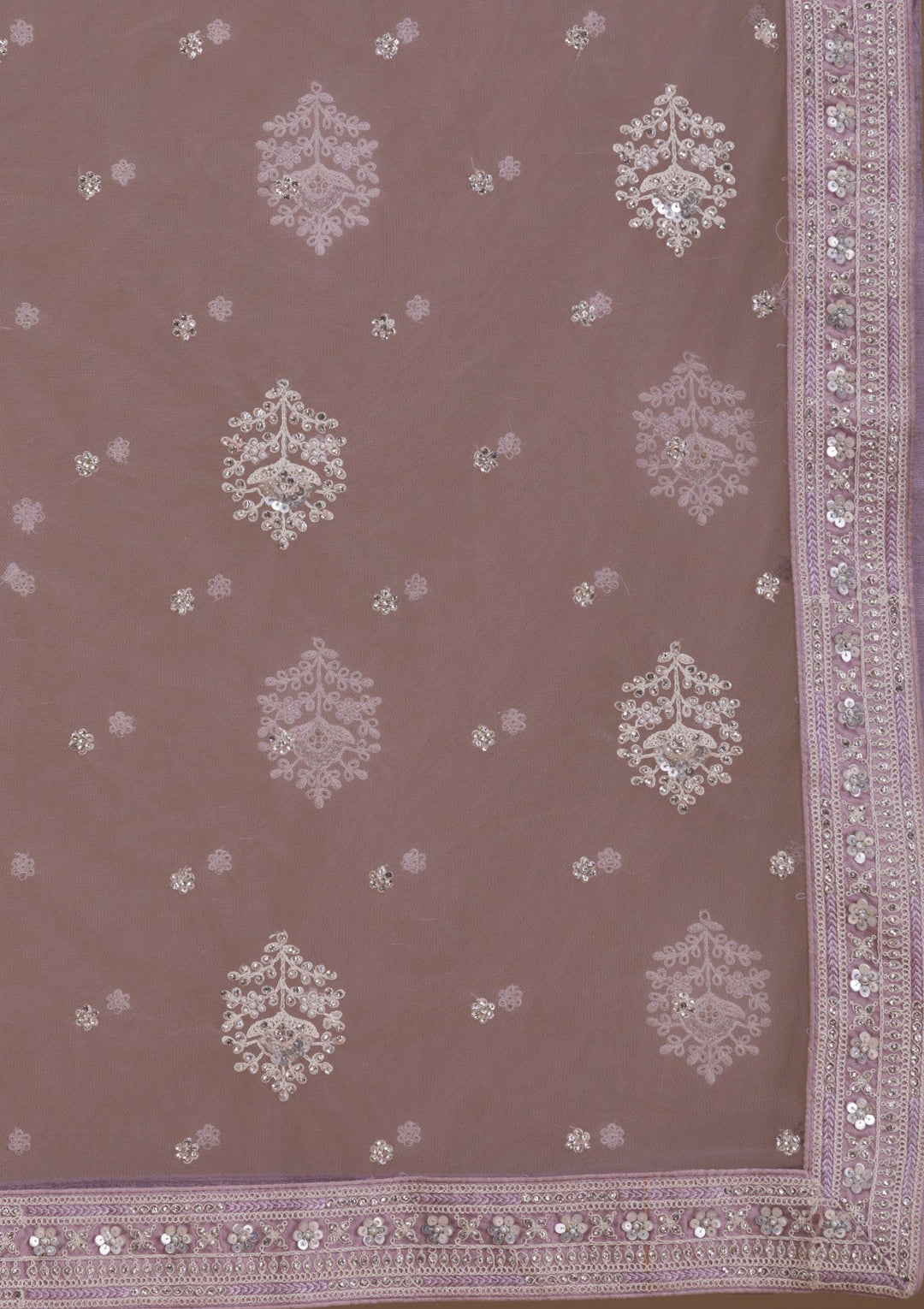 Lavender Pearlwork Net Readymade Lehenga-Koskii