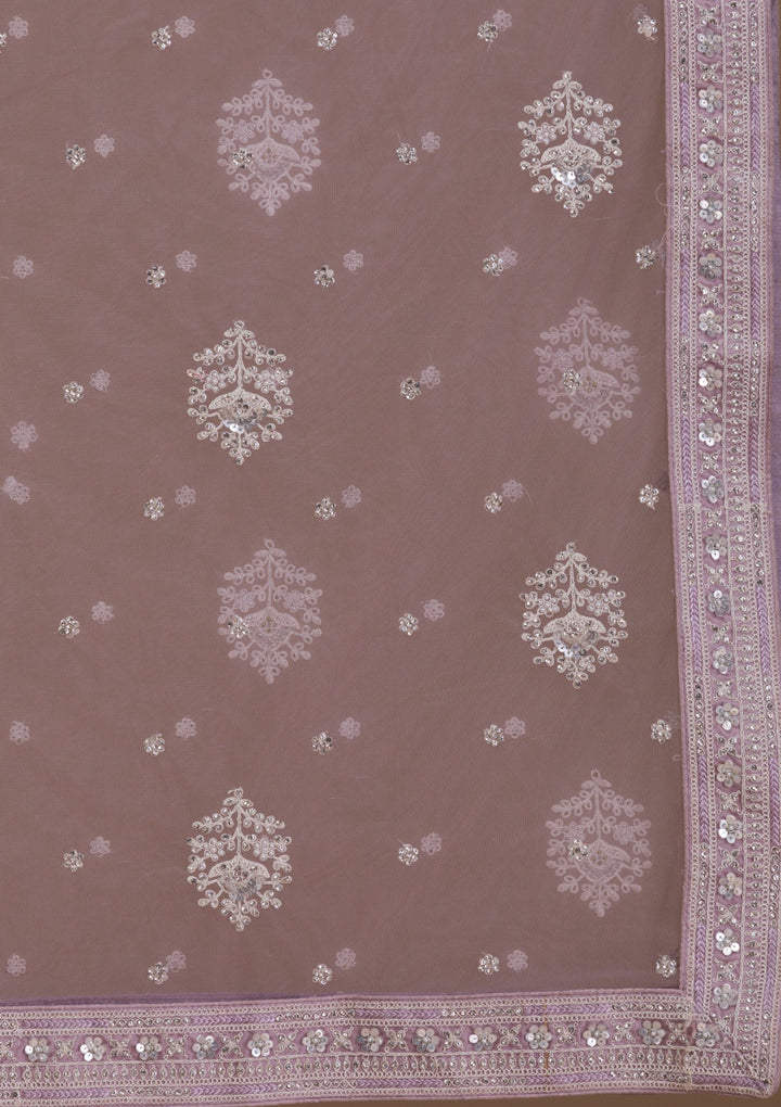 Lavender Pearlwork Net Readymade Lehenga-Koskii