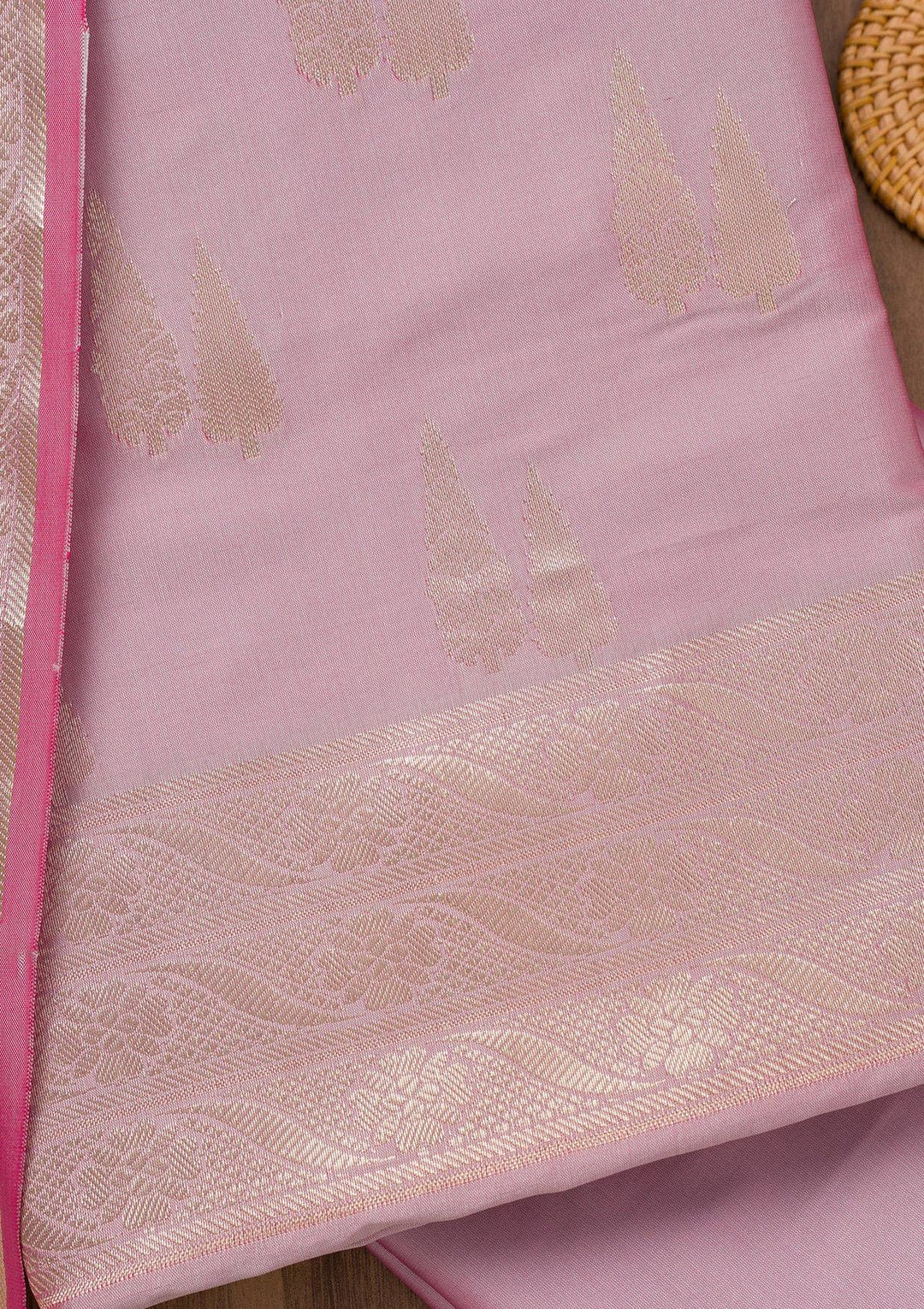 Lavender Printed Banarasi Unstitched Salwar Suit-Koskii