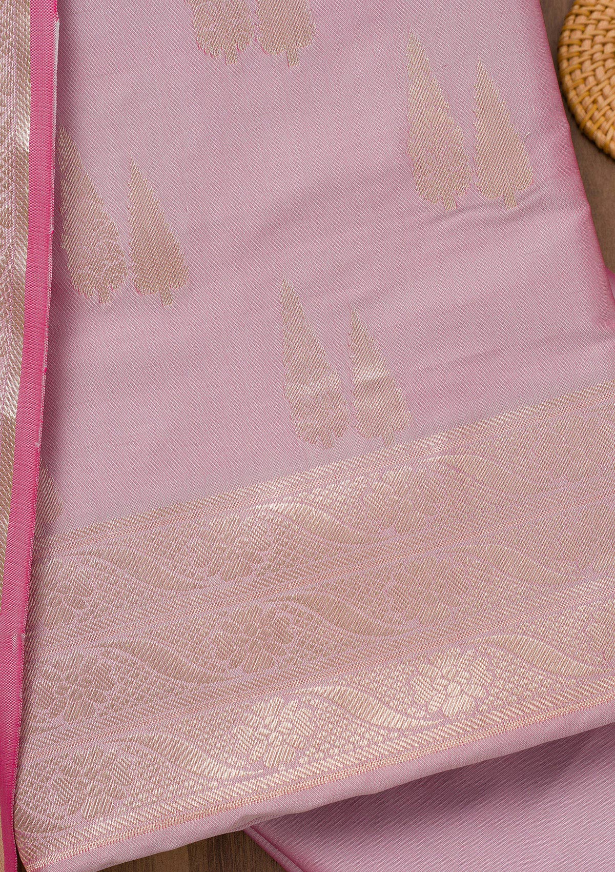 Lavender Printed Banarasi Unstitched Salwar Suit-Koskii