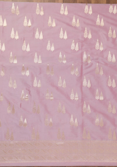 Lavender Printed Banarasi Unstitched Salwar Suit-Koskii
