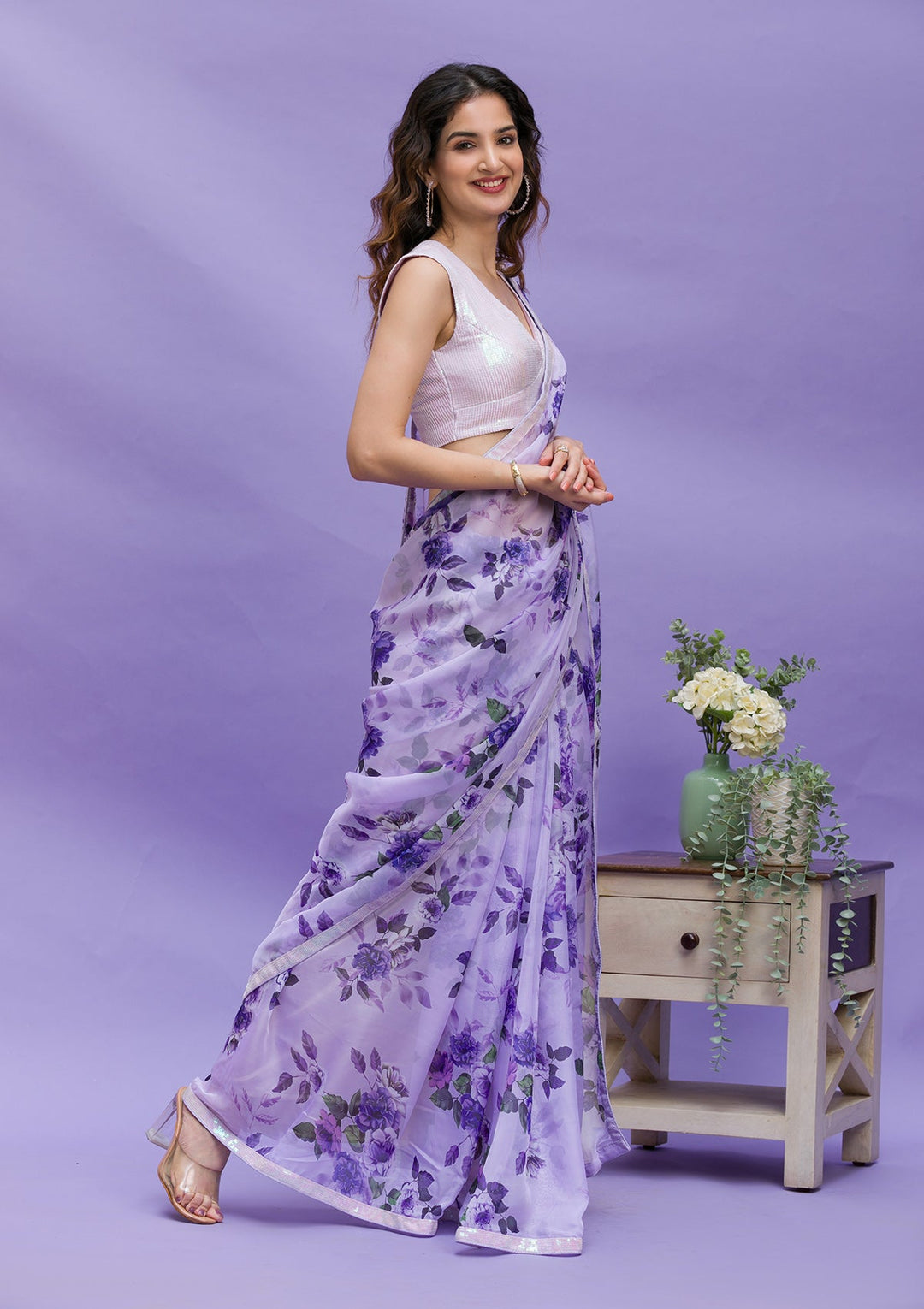 Wine Zariwork Raw Silk Designer Saree-Koskii