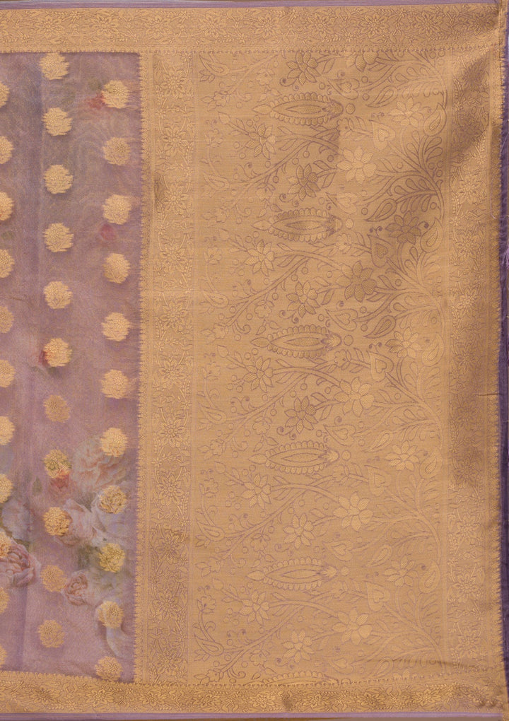 Beige Zariwork Georgette Designer Saree-Koskii