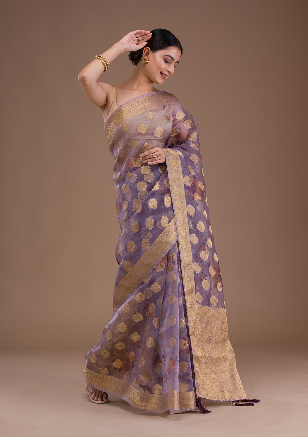 Pink Zariwork Georgette Designer Saree-Koskii