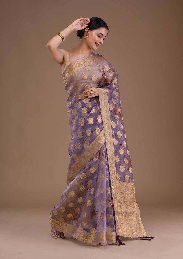 Pink Zariwork Georgette Designer Saree-Koskii