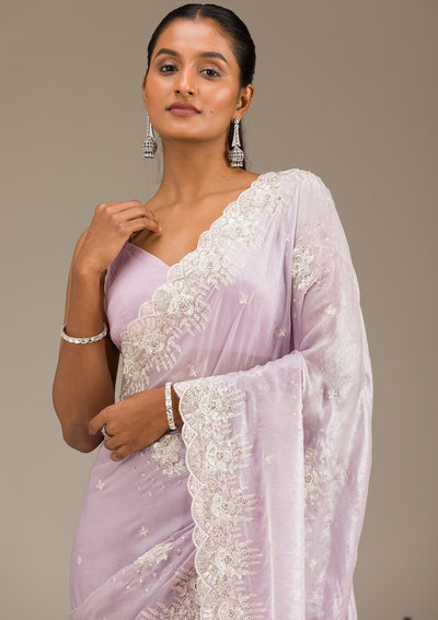 Lavender Sequins Chiffon Saree