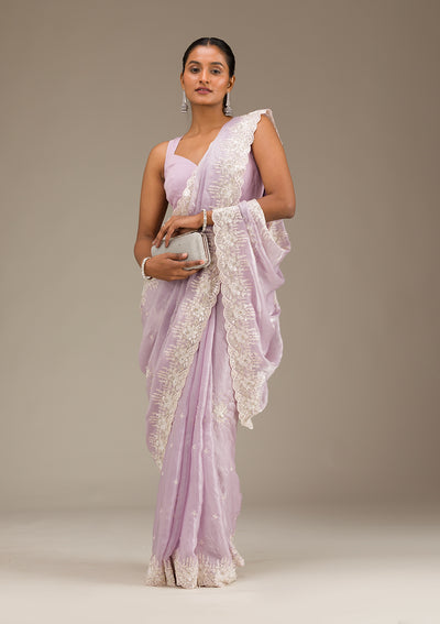 Lavender Sequins Chiffon Saree