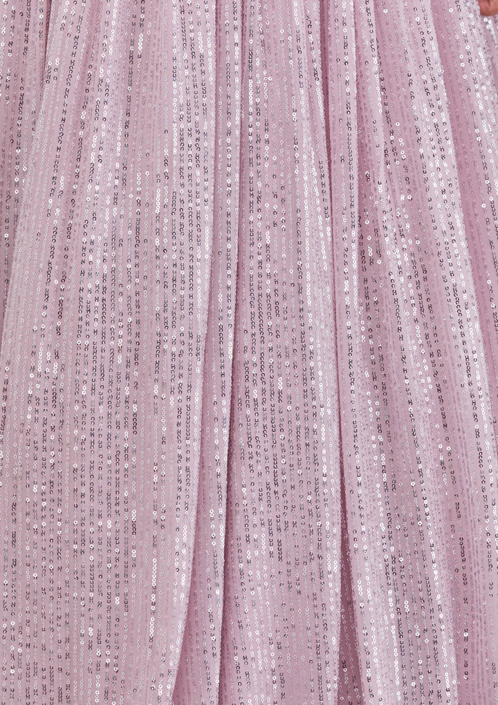 Lavender Sequins Georgette Readymade Lehenga-Koskii