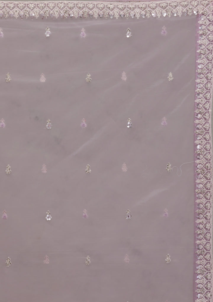Lavender Sequins Georgette Readymade Salwar Kameez