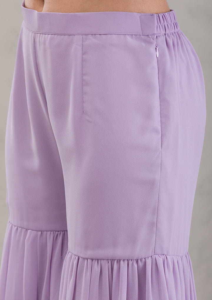 Lavender Sequins Georgette Readymade Salwar Kameez