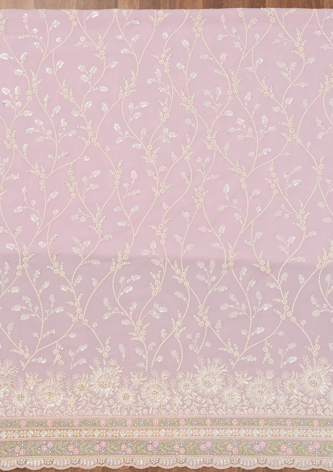 Lavender Sequins Georgette Unstitched Salwar Suit-Koskii