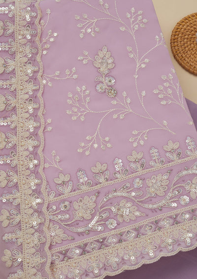 Lavender Sequins Georgette Unstitched Salwar Suit-Koskii