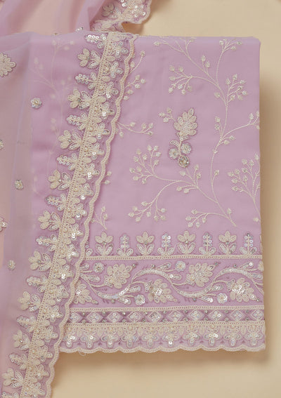 Lavender Sequins Georgette Unstitched Salwar Suit-Koskii