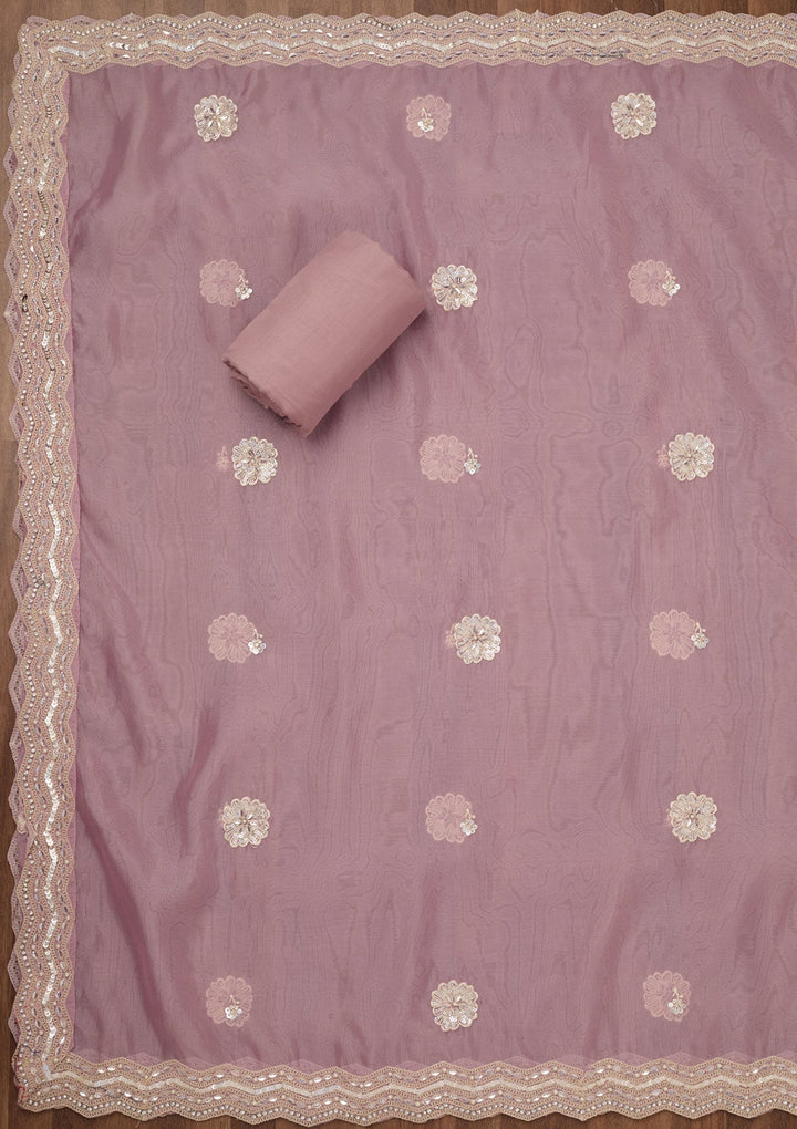 Lavender Sequins Georgette Unstitched Salwar Suit-Koskii