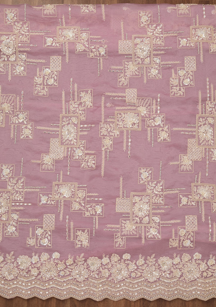 Lavender Sequins Georgette Unstitched Salwar Suit-Koskii