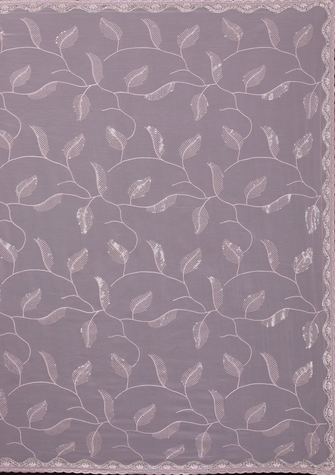 Lavender Sequins Georgette Saree-Koskii