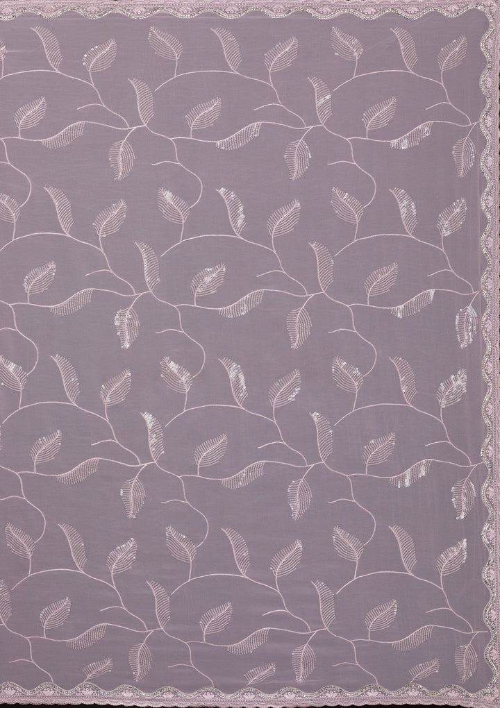 Lavender Sequins Georgette Saree-Koskii
