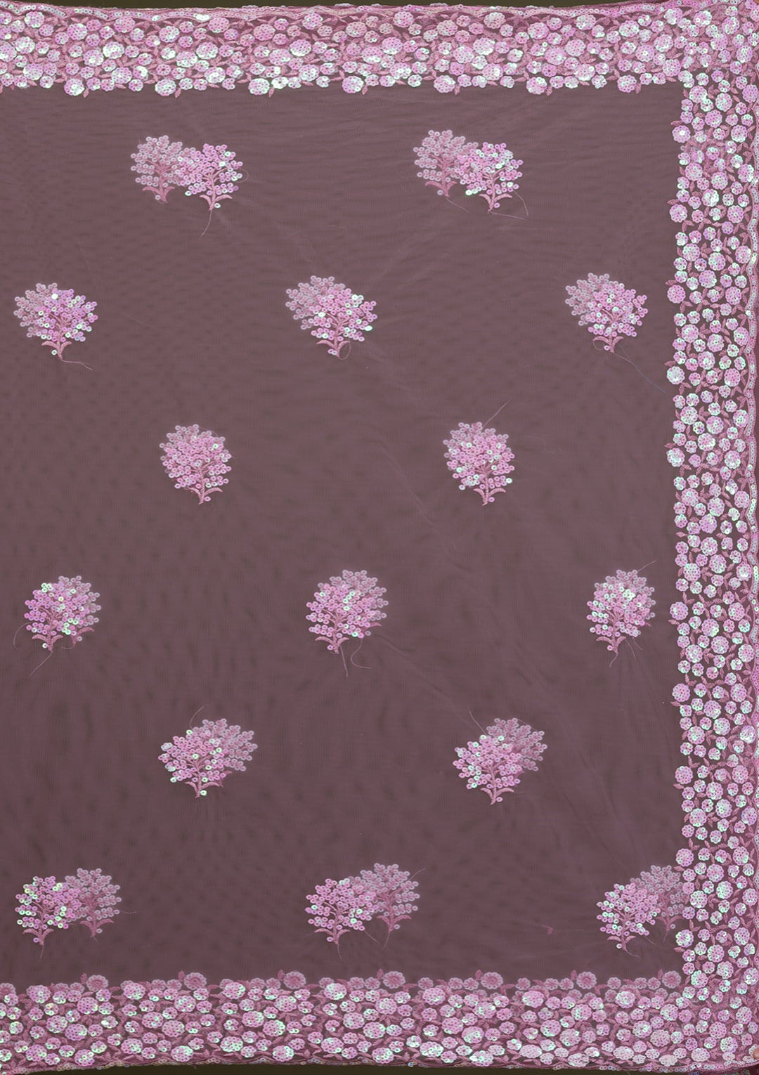Lavender Sequins Net Saree-Koskii
