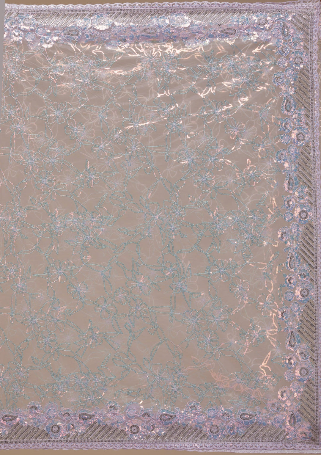 Lavender Sequins Net Saree-Koskii