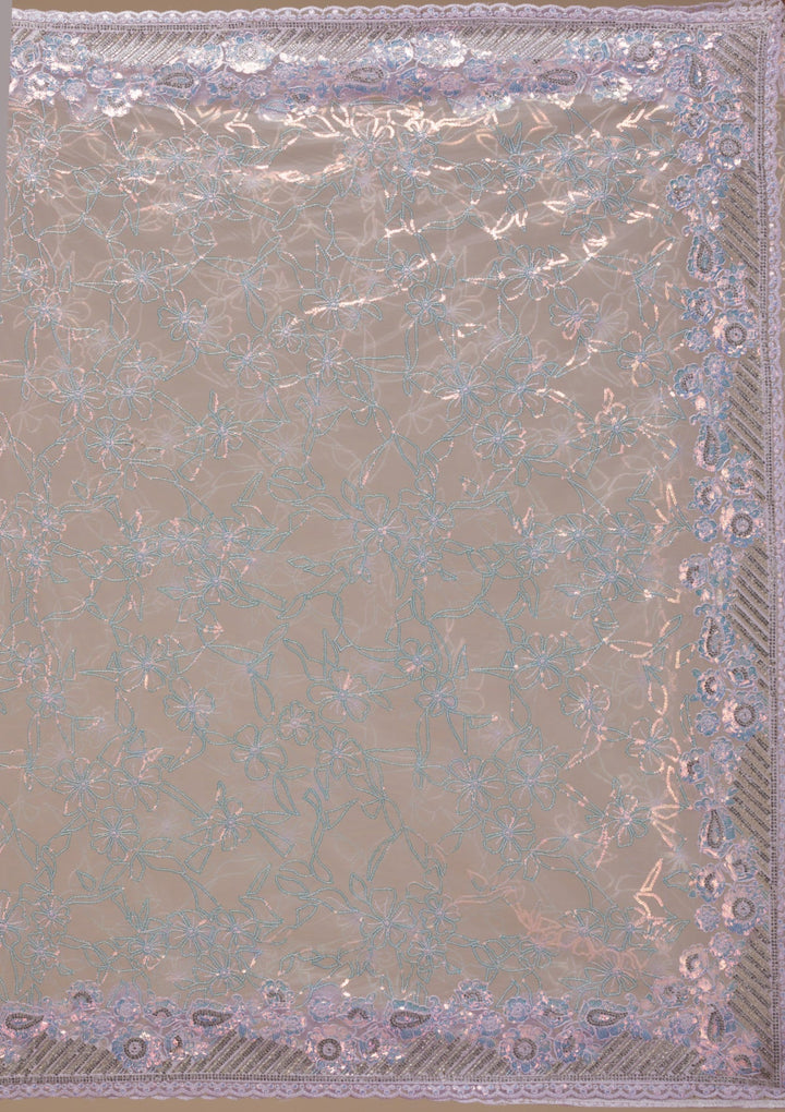 Lavender Sequins Net Saree-Koskii
