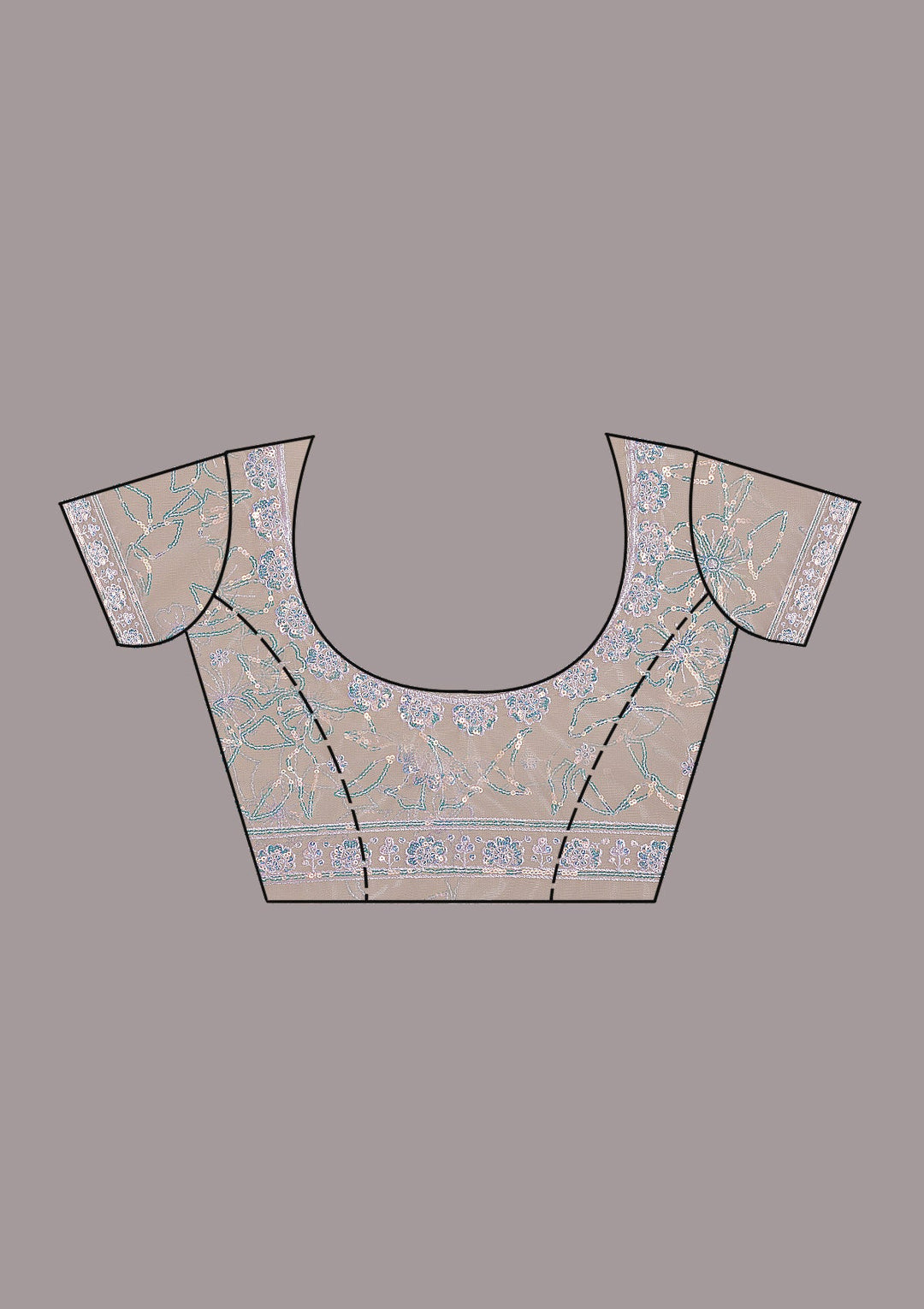 Lavender Sequins Net Saree-Koskii