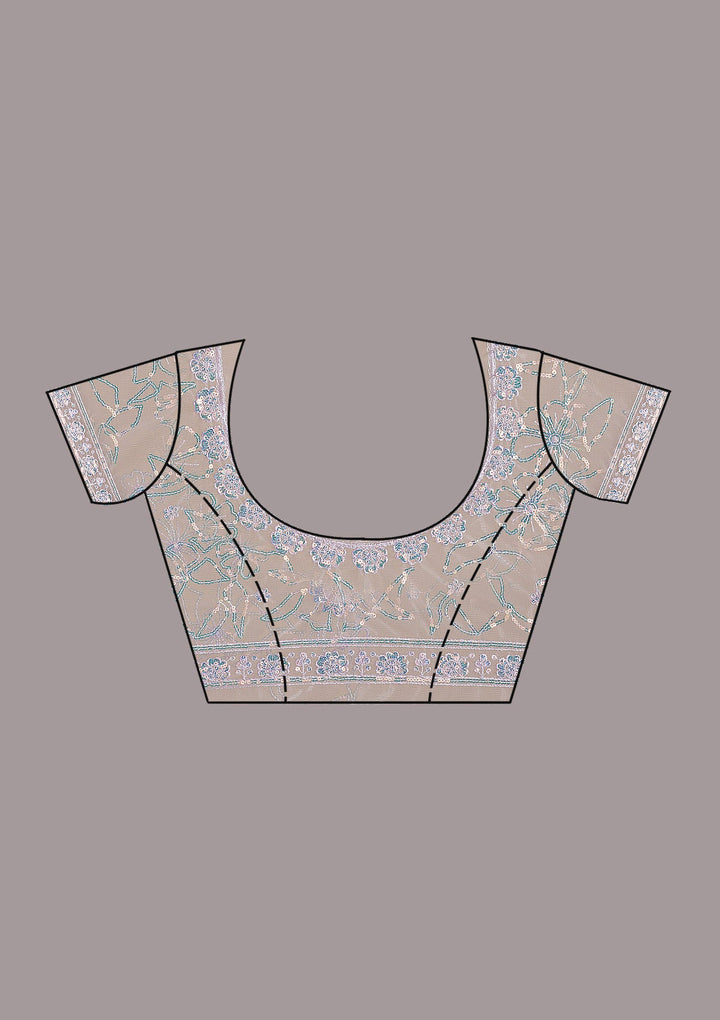 Lavender Sequins Net Saree-Koskii