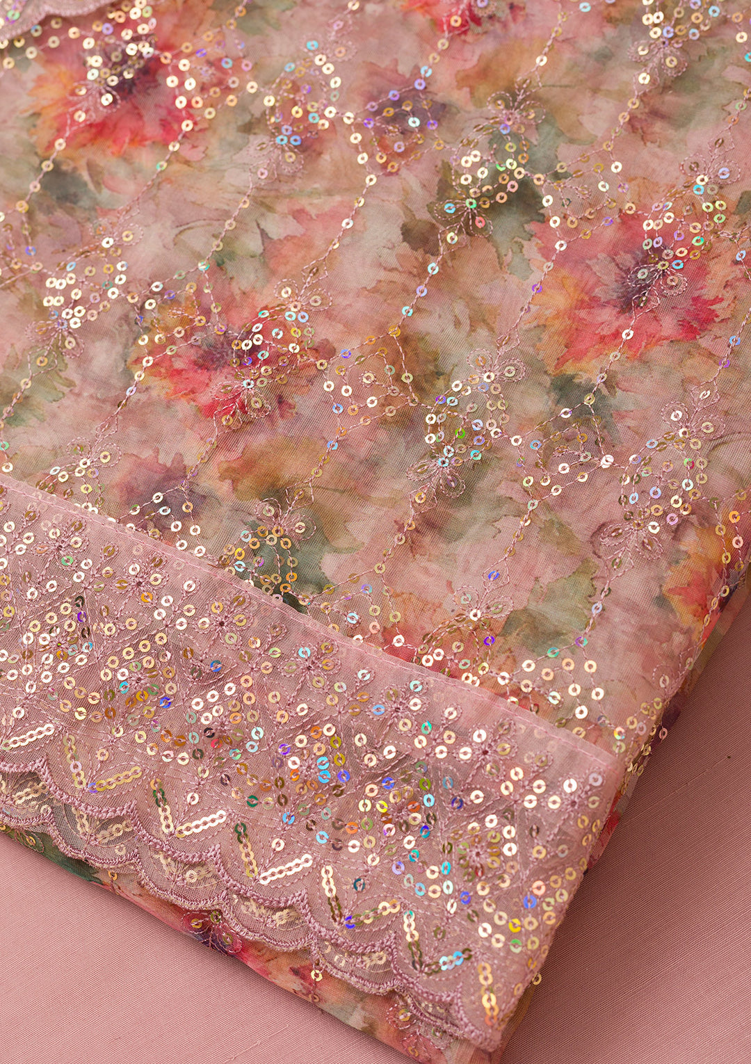 Lavender Sequins Tissue Unstitched Salwar Suit