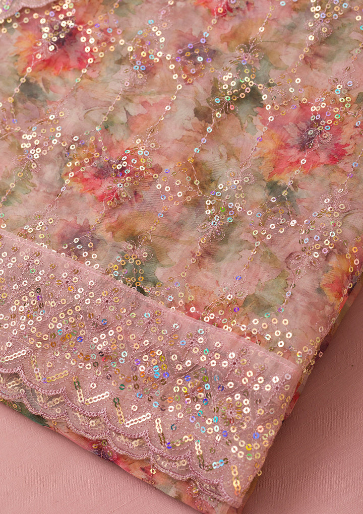 Lavender Sequins Tissue Unstitched Salwar Suit