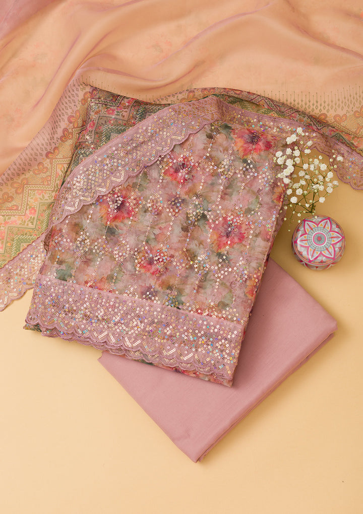 Lavender Sequins Tissue Unstitched Salwar Suit