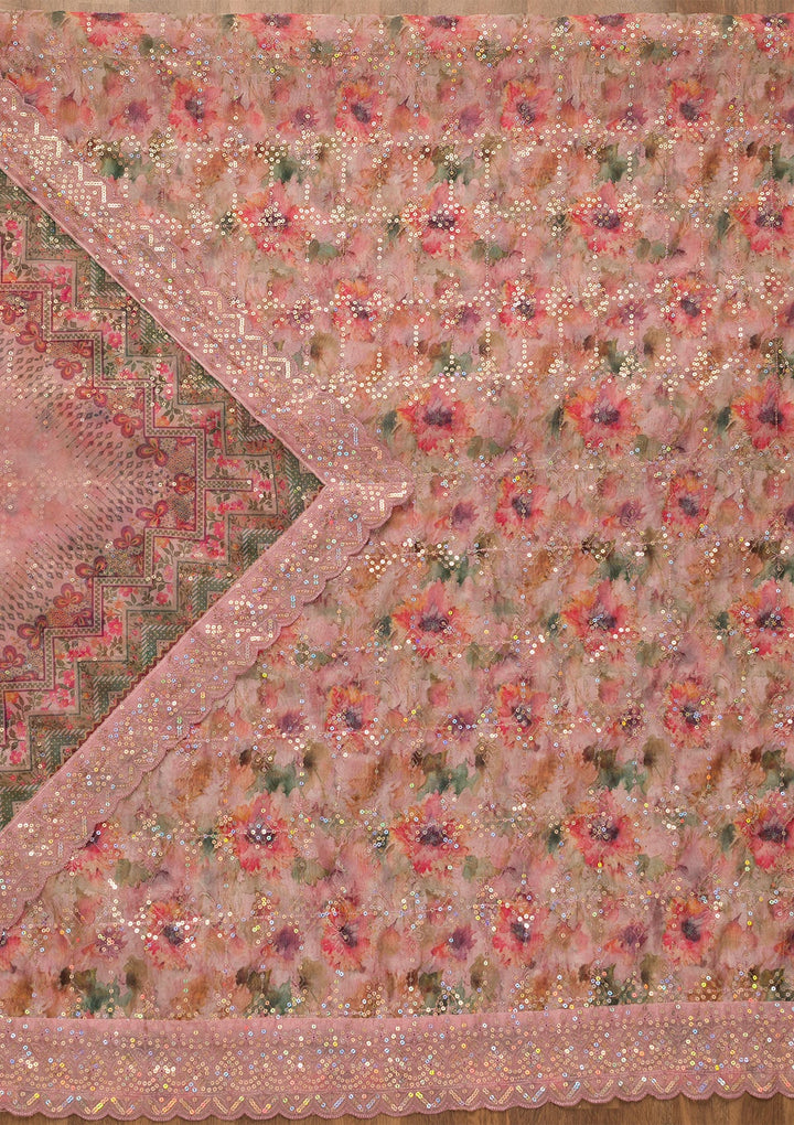 Lavender Sequins Tissue Unstitched Salwar Suit-Koskii