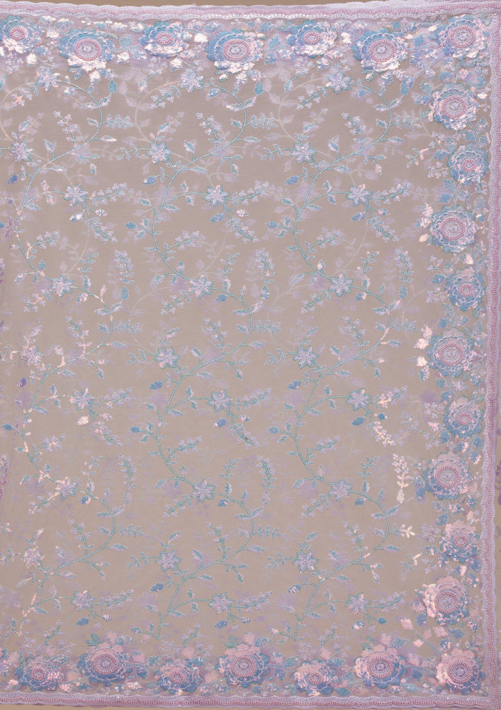 Lavender Sequins Tissue Saree-Koskii