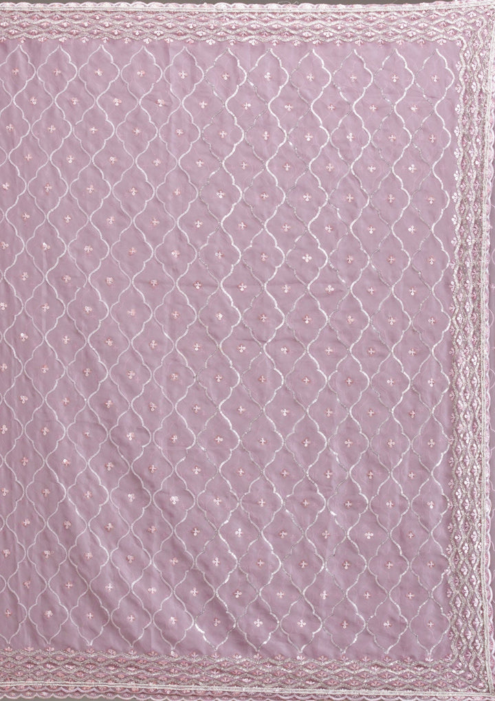 Lavender Sequins Tissue Saree-Koskii