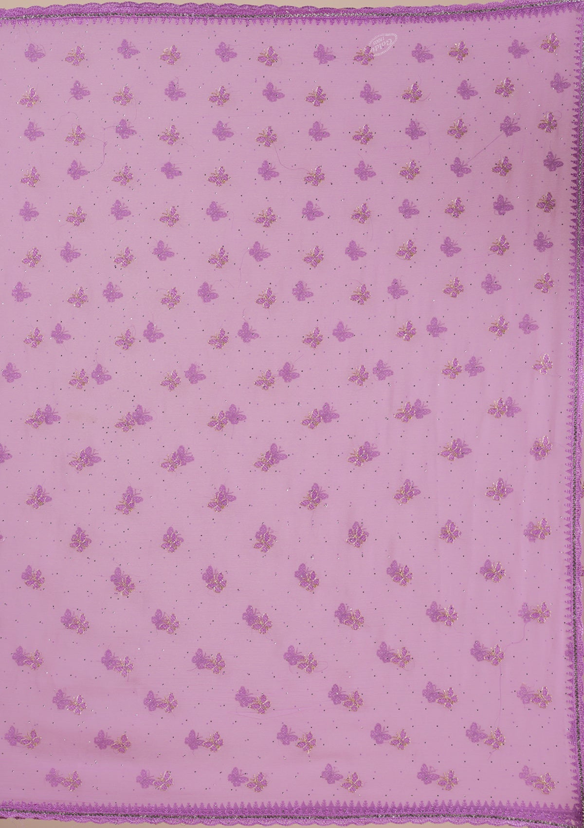 Lavender Stonework Chiffon Saree-Koskii