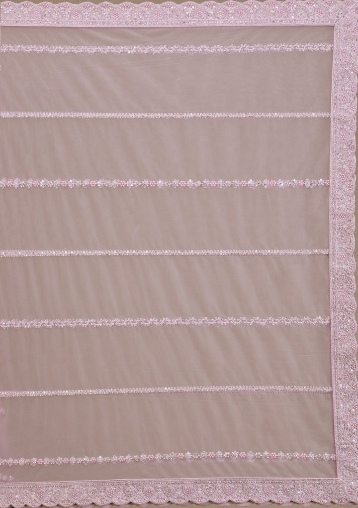 Lavender Silver Stonework Net Readymade Lehenga-Koskii