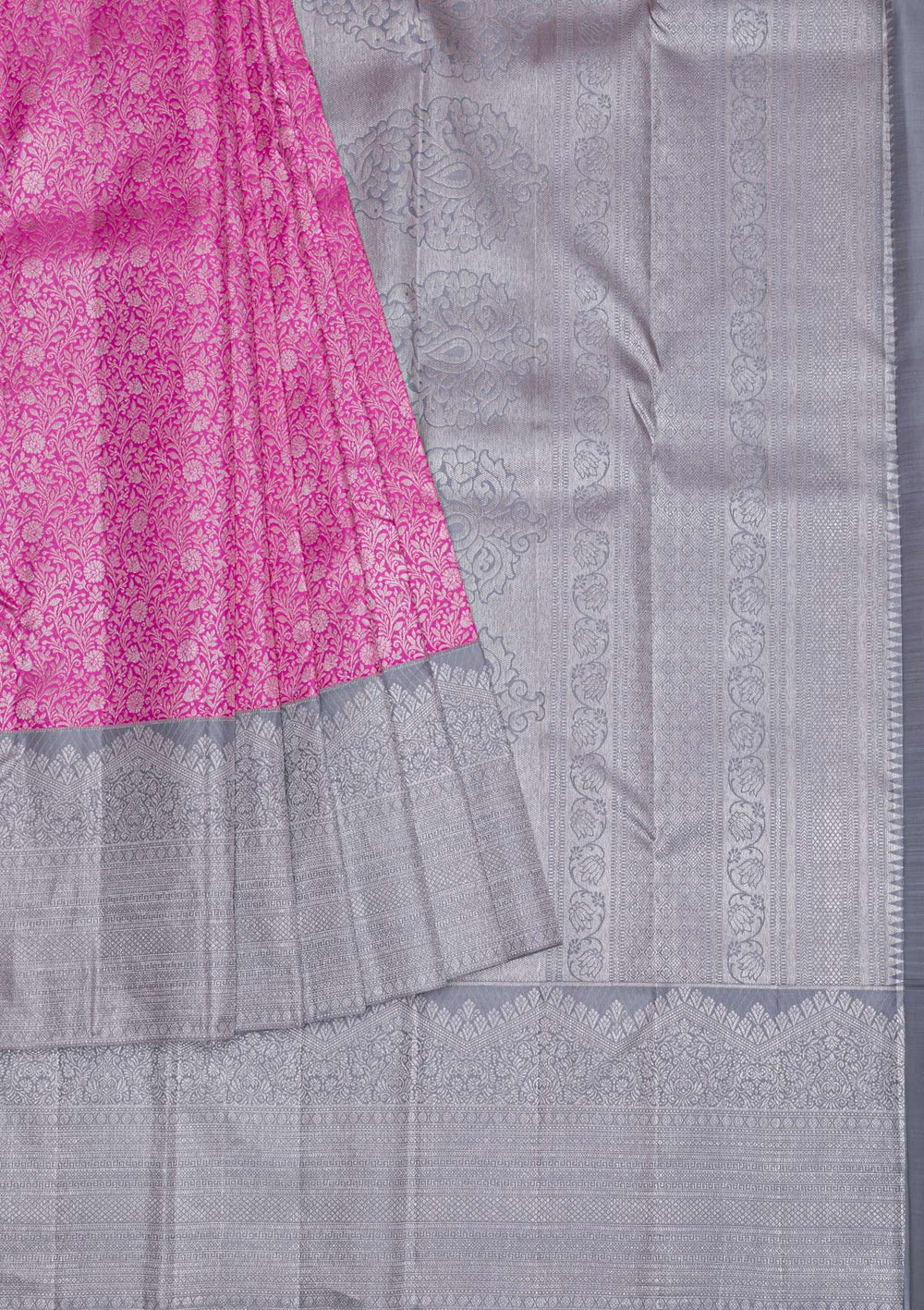 Lavender Silver Zariwork Pure Silk Saree-Koskii