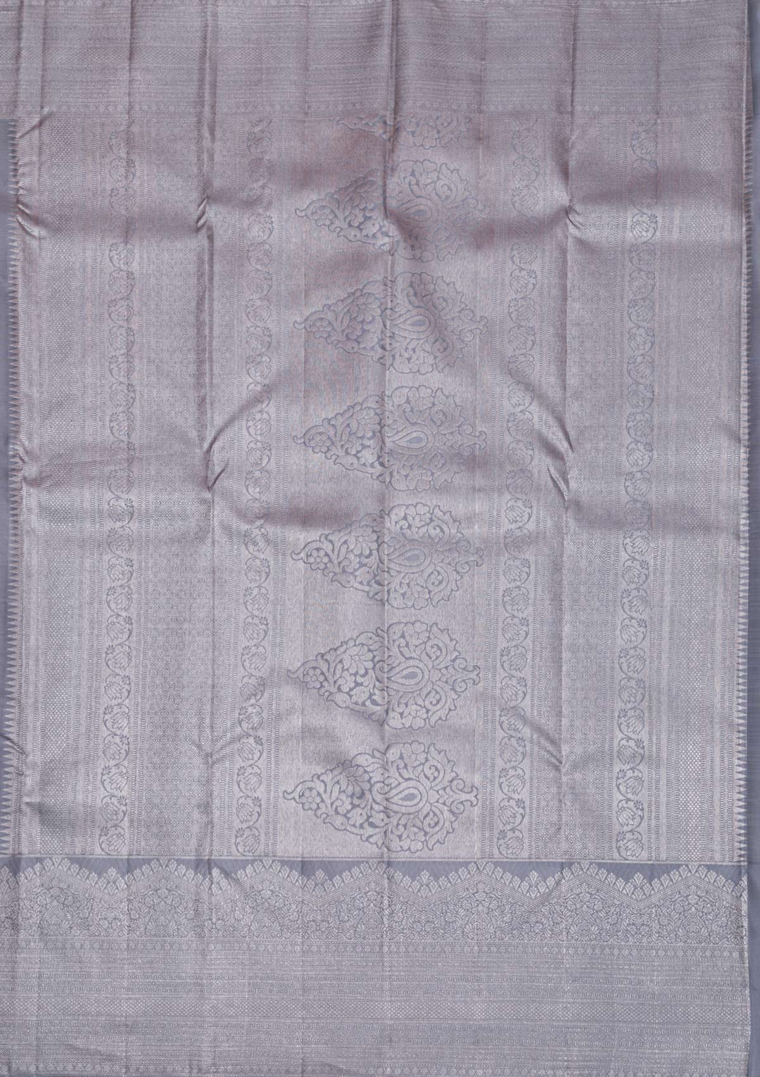 Lavender Silver Zariwork Pure Silk Saree-Koskii