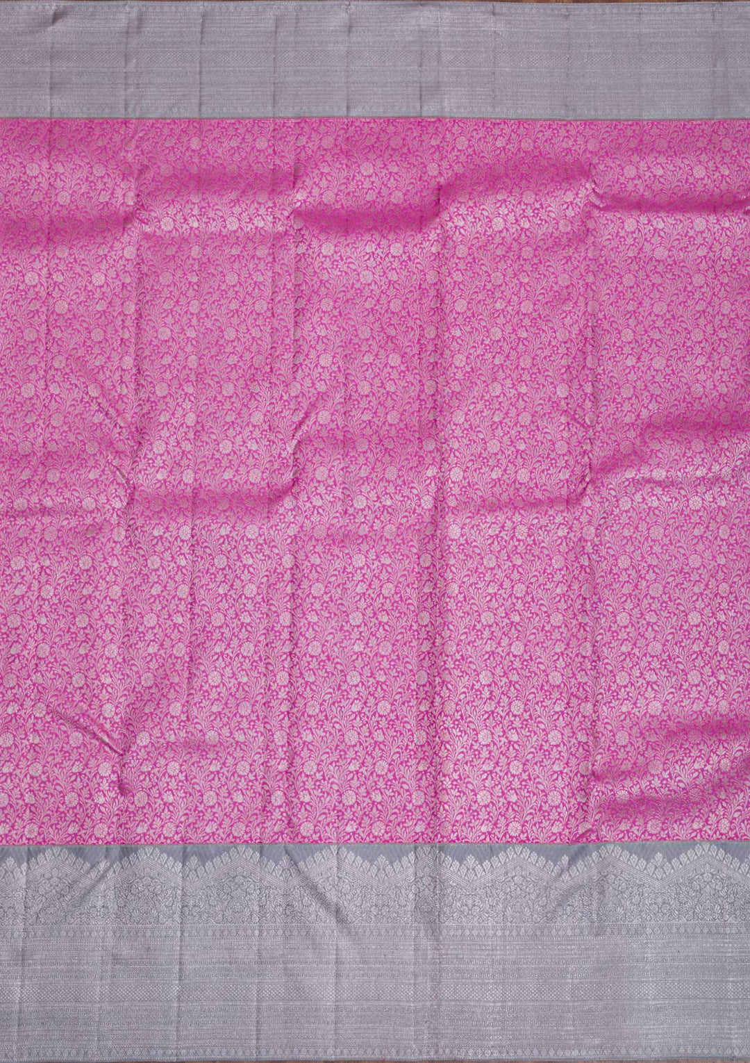 Lavender Silver Zariwork Pure Silk Saree-Koskii