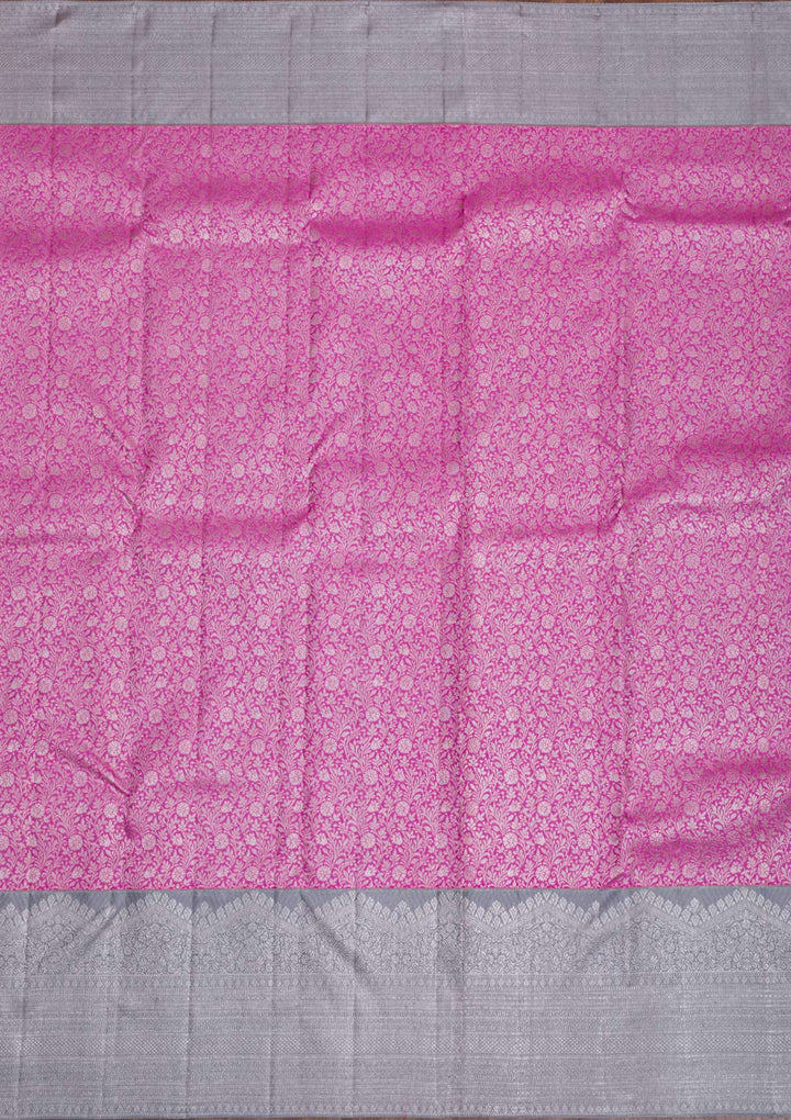 Lavender Silver Zariwork Pure Silk Saree-Koskii