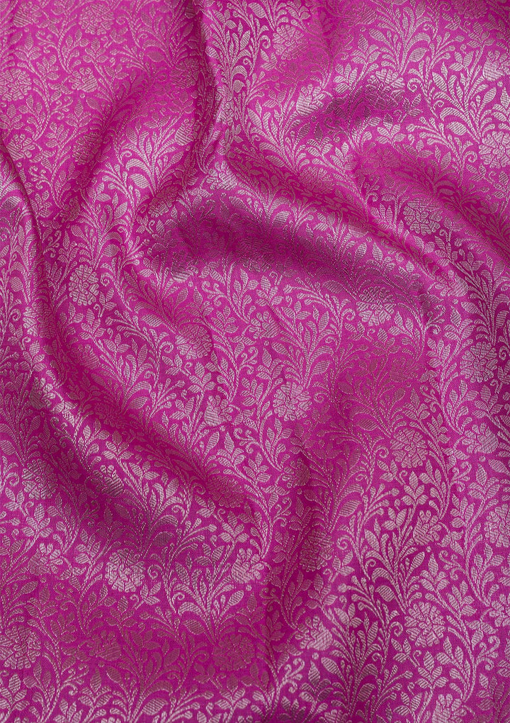 Lavender Silver Zariwork Pure Silk Saree-Koskii