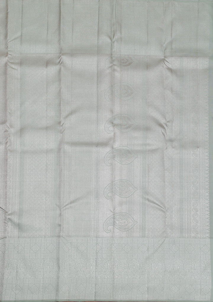 Lavender Silver Zariwork Pure Silk Saree-Koskii