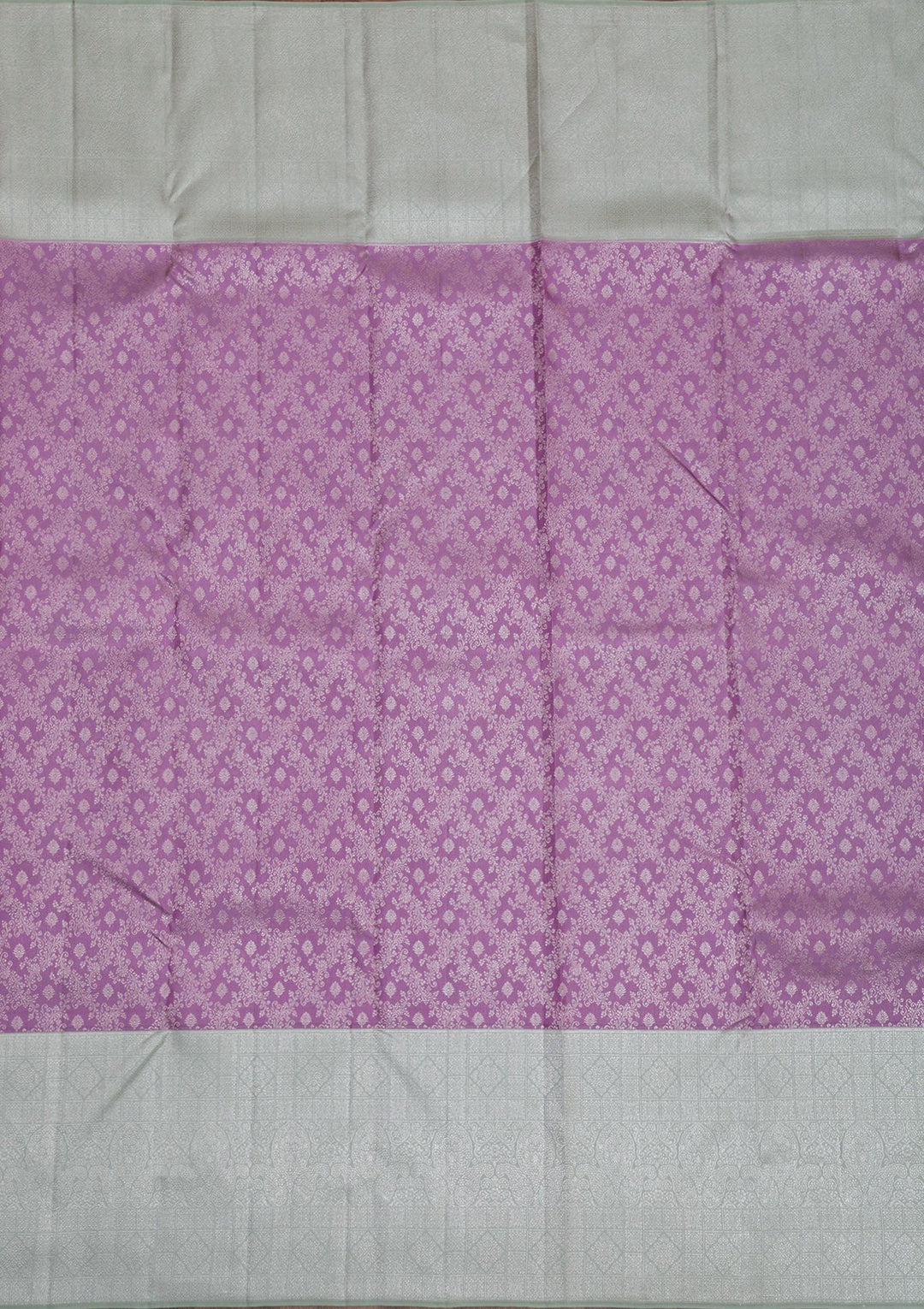 Lavender Silver Zariwork Pure Silk Saree-Koskii